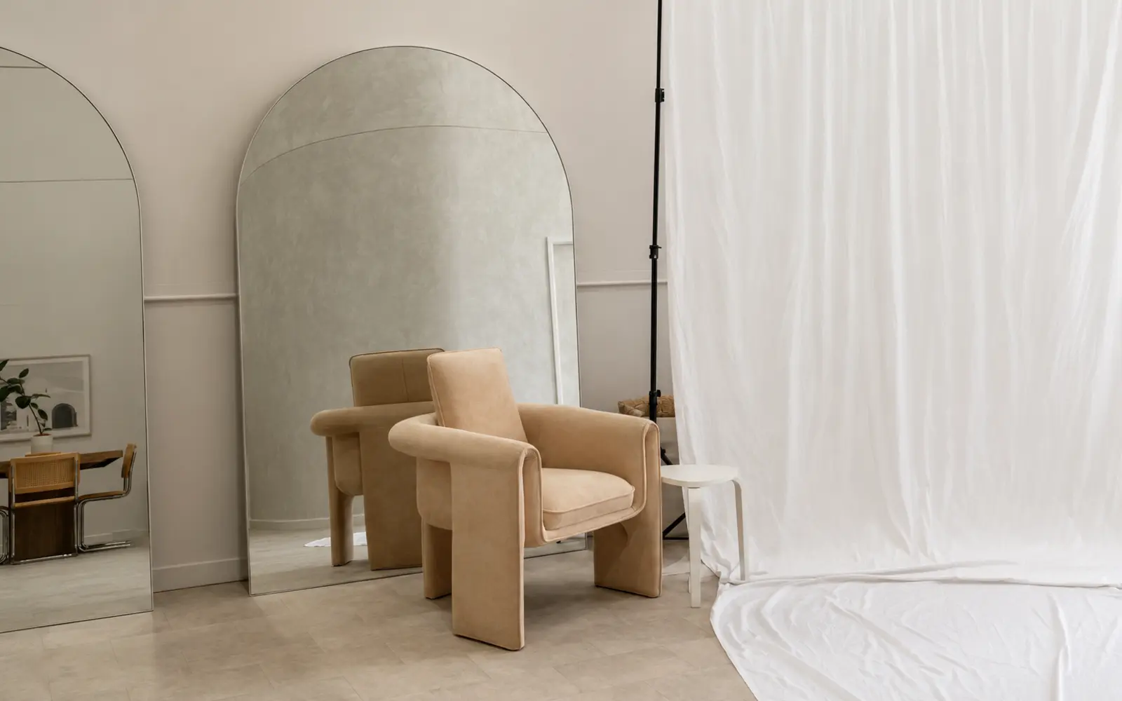 Backdrop and studio furniture included with hire
