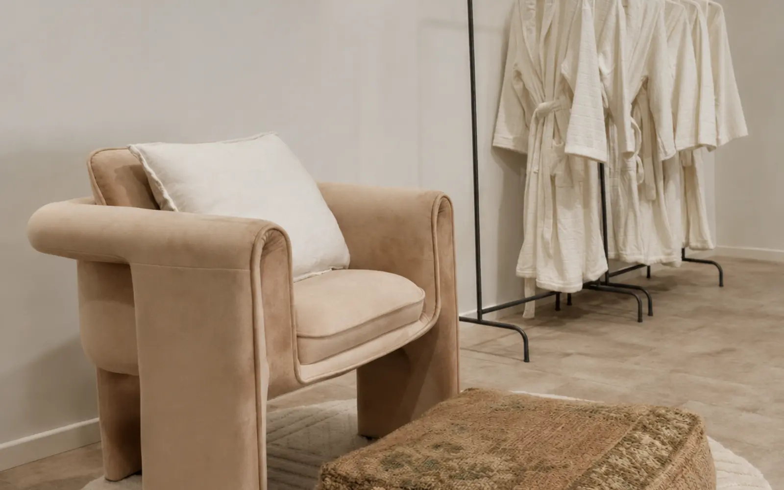 Styled wardrobe and get-ready setup at Birdcage Studios