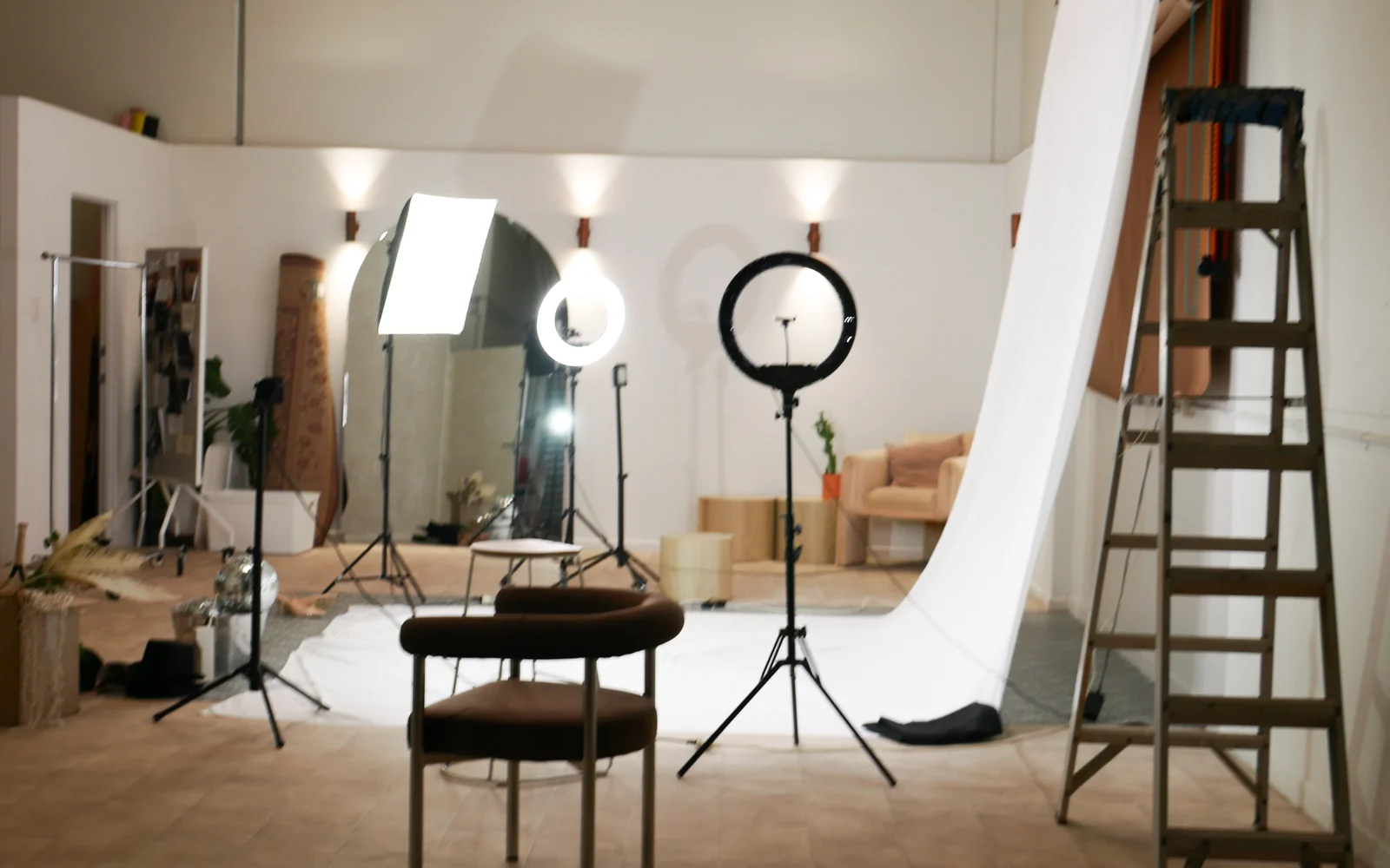 RAW Form's lighting set up on the white sweep at Birdcage Studios Mackay